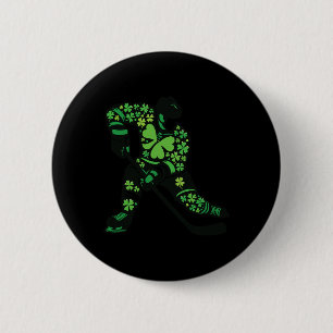 St Patricks Day Hockey Player - Shamrock Spirit Sp 6 Cm Round Badge