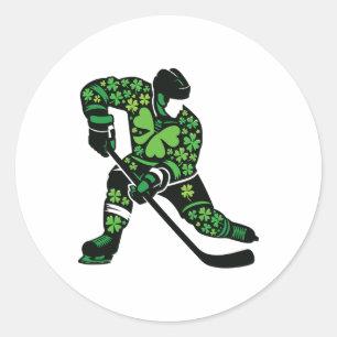 St Patricks Day Hockey Player - Shamrock Spirit Sp Classic Round Sticker