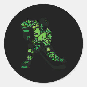St Patricks Day Hockey Player - Shamrock Spirit Sp Classic Round Sticker
