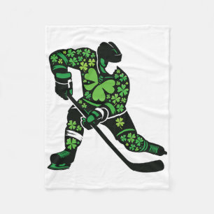 St Patricks Day Hockey Player - Shamrock Spirit Sp Fleece Blanket