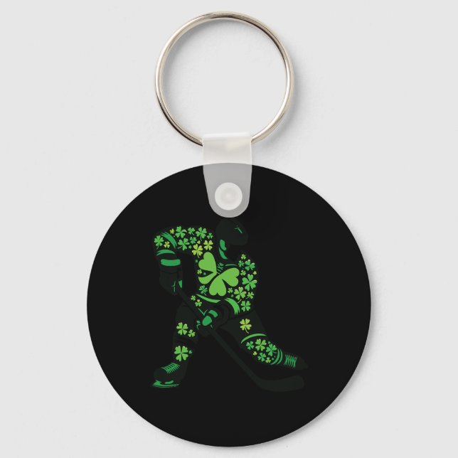 St Patricks Day Hockey Player - Shamrock Spirit Sp Key Ring (Front)