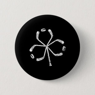 St Patricks Day Hockey Shamrock Vintage Stick Sain 6 Cm Round Badge