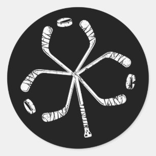 St Patricks Day Hockey Shamrock Vintage Stick Sain Classic Round Sticker