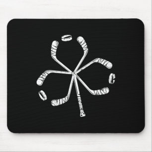 St Patricks Day Hockey Shamrock Vintage Stick Sain Mouse Pad