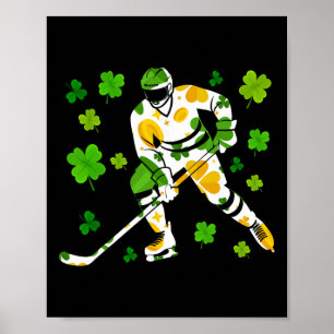 St Patricks Day Hockey Shamrock Vintage Stick Sain Poster