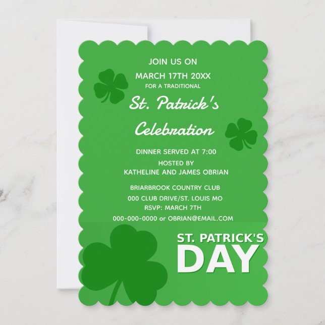 St Patricks Day Holiday Party Invitaiton Invitation (Front)
