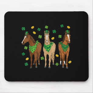 St patrick's day horses equestrian women girls kid mouse pad