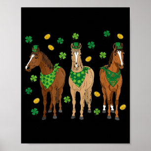 St patrick's day horses equestrian women girls kid poster