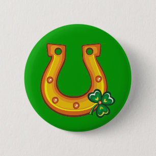 St. Patrick's Day Horseshoe Button