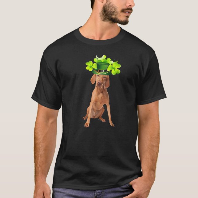 ST Patricks Day Hungarian vizsla Dad Mum Dog Irish T-Shirt (Front)