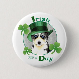 St. Patrick's Day Husky 6 Cm Round Badge
