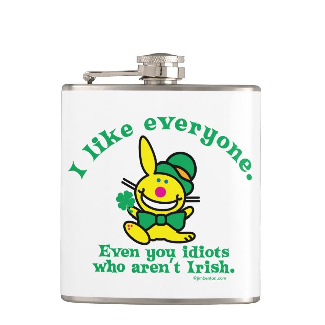 St Patrick's Day | I Like Everyone Hip Flask (Front)