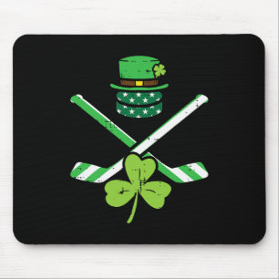 St Patricks Day Ice Hockey Saint Pattys Irish Men Mouse Pad
