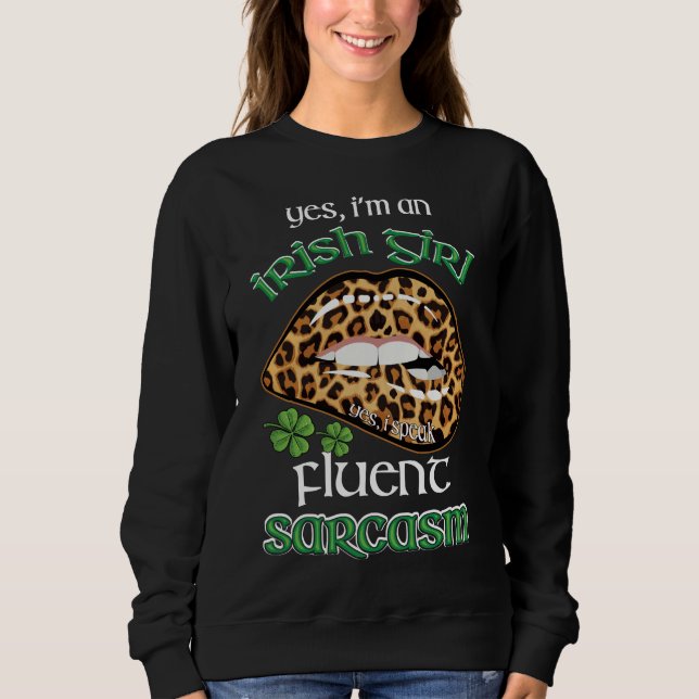 St.Patrick's day I'm An Irish Woman Leopard Plaid Sweatshirt (Front)