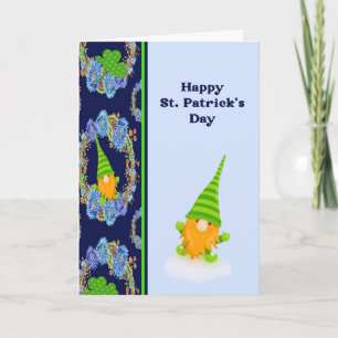 St. Patricks Day in Dark & Light blue with Gnomes Card
