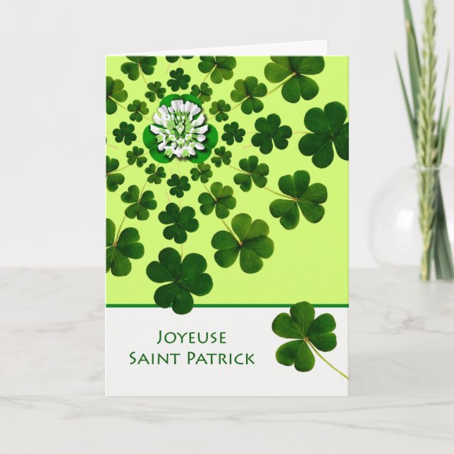 St. Patrick's Day in French with Shamrocks Card (Front)