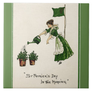 St. Patrick's Day in the Morning Green Ceramic Tile