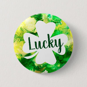 St. Patrick's Day Ink Splatter Lucky Shamrock 6 Cm Round Badge