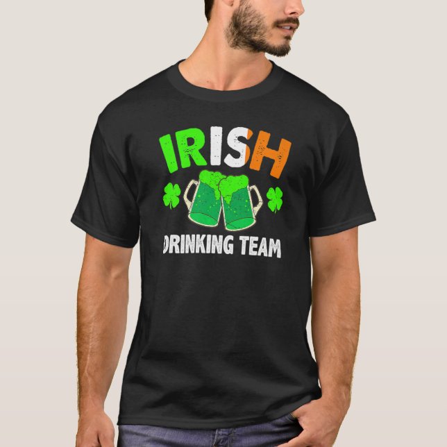 St Patrick's Day Ireland Flag Beer IRISH DRINKING  T-Shirt (Front)