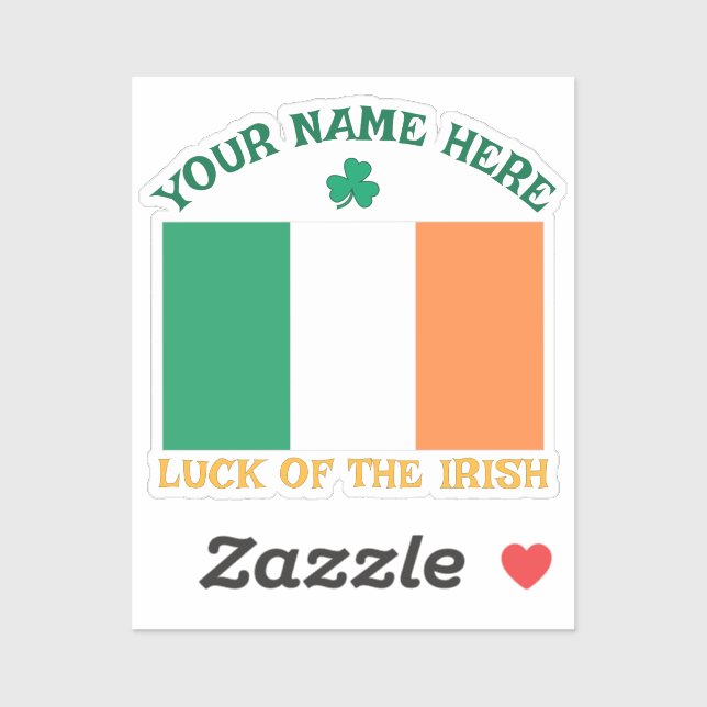 St Patrick's Day Ireland Flag Custom Name Shamrock (Sheet)