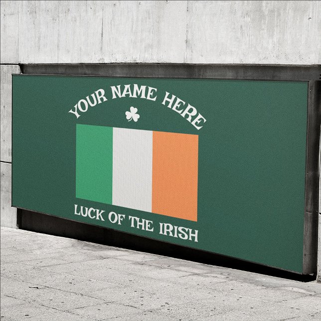 St Patrick's Day Ireland Flag Custom Name Shamrock Banner (Creator Uploaded)