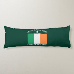 St Patrick's Day Ireland Flag Custom Name Shamrock Body Cushion