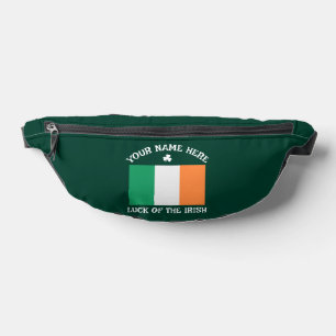 St Patrick's Day Ireland Flag Custom Name Shamrock Bum Bags