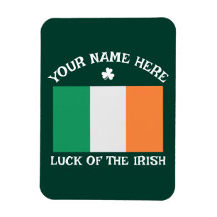 St Patrick's Day Ireland Flag Custom Name Shamrock Magnet