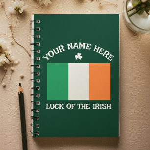 St Patrick's Day Ireland Flag Custom Name Shamrock Planner