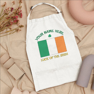 St Patrick's Day Ireland Flag Custom Name Shamrock Standard Apron