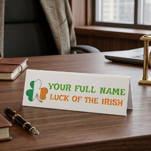 St Patrick's Day Ireland Flag Shamrock Custom Name