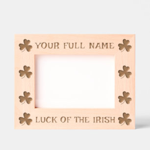 St Patrick's Day Ireland Flag Shamrock Custom Name Etched Frames