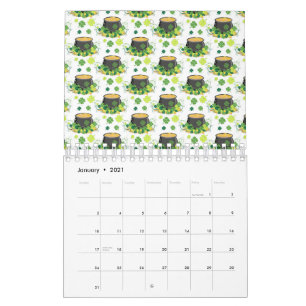 St Patricks Day Ireland Green Clover Leprechaun Calendar
