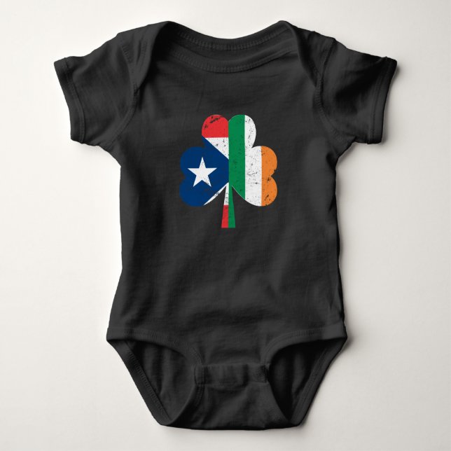 St Patricks Day Ireland Irish Puerto Rican Baby Bodysuit (Front)