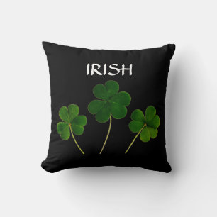 St Patrick's Day Irish 2020 Green Shamrock Black Cushion