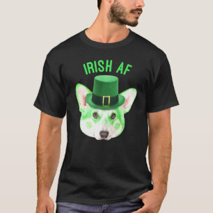 St Patricks Day Irish Af Green Corgi Head T-Shirt