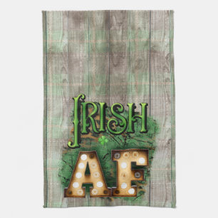 St. Patrick's Day Irish AF Irish Marquee Lights Tea Towel
