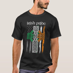 St Patricks Day Irish American Flag Celtic Tshirt