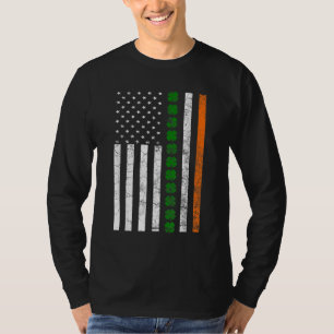St. Patricks Day Irish American Flag Ireland Shamr T-Shirt