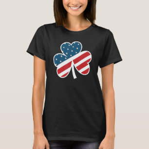 St Patrick's Day Irish American Flag  Shamrock  1 T-Shirt