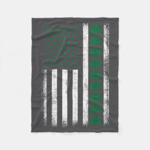 St. Patrick's Day Irish American Flag Vintage Fleece Blanket