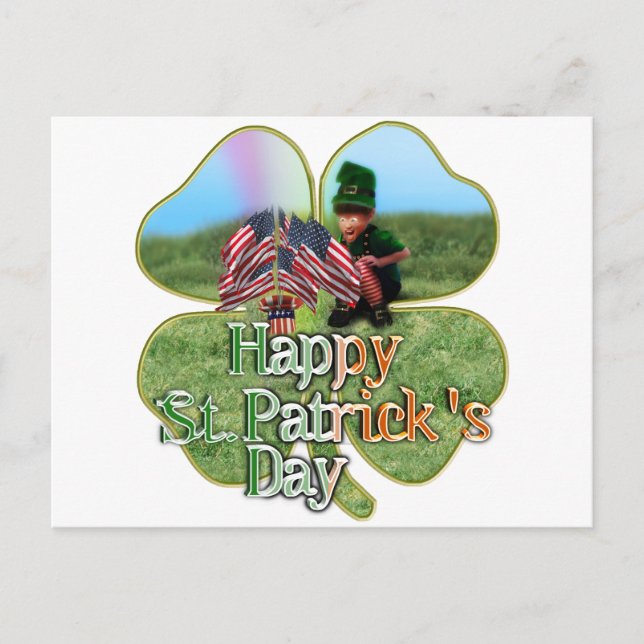 St. Patrick's Day Irish American Leprechaun Postcard (Front)