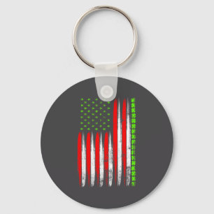 St Patricks Day Irish American Shamrock Flag Paddy Key Ring