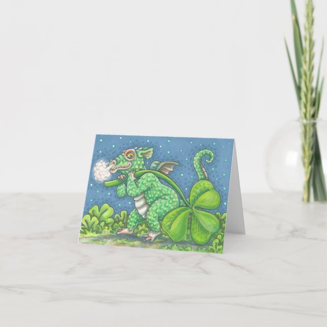 St. Patricks Day IRISH BABY DRAGON NOTE CARD Blank (Front)