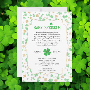 St Patrick's Day Irish Baby Sprinkle Shower Invitation