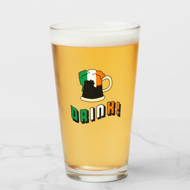 St Patricks Day Irish Beer Funny Pint Glass (Front Filled)