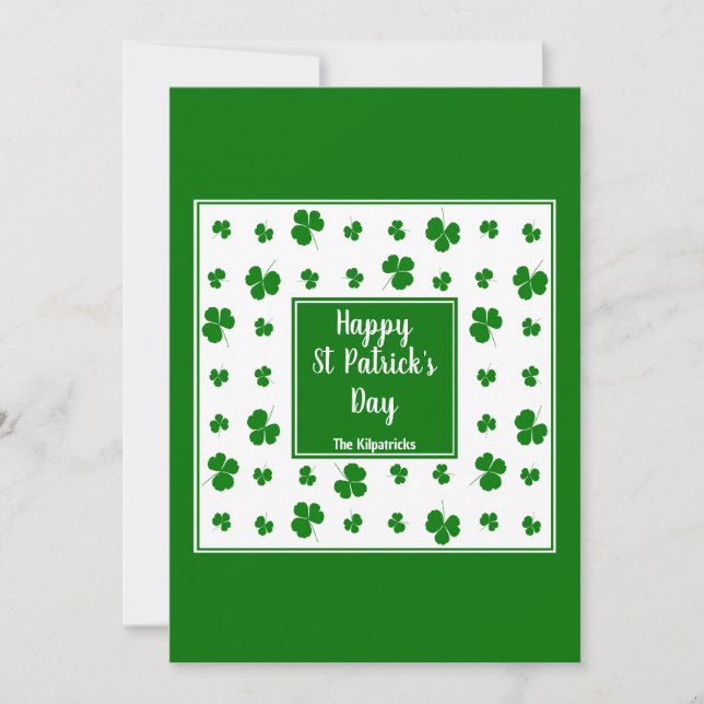 St Patrick's Day Irish Blessings Shamrock Pattern Holiday Card (Front)