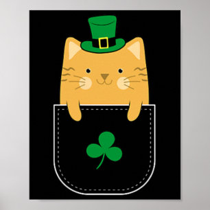 St Patricks Day Irish Cat Lover  Poster