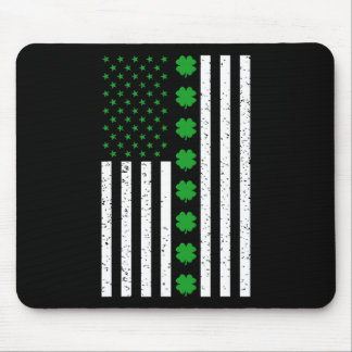 St Patricks Day Irish Clover American Flag Mouse Pad