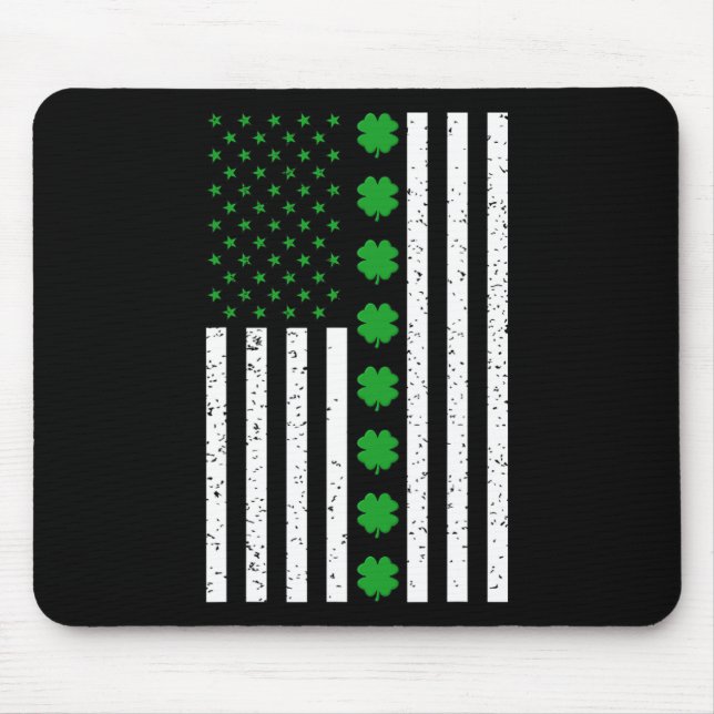 St Patricks Day Irish Clover American Flag  Mouse Pad (Front)